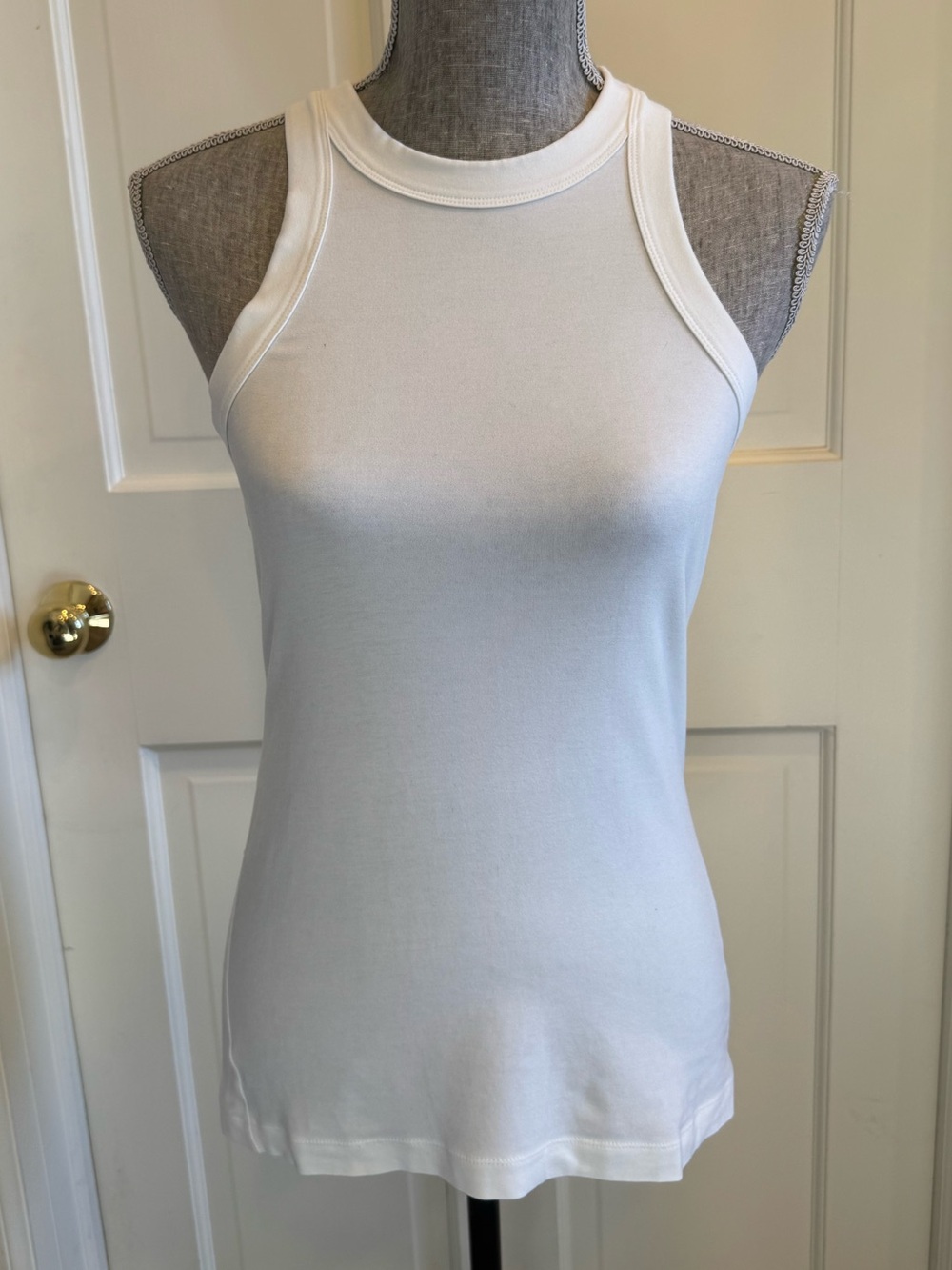 James Perse White High Neck Muscle Tank